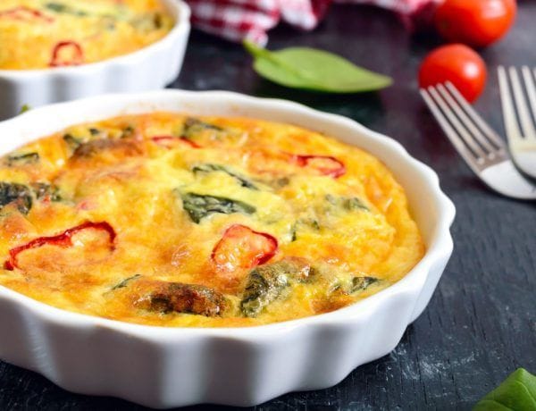 frittata keto de espinaca y bacón